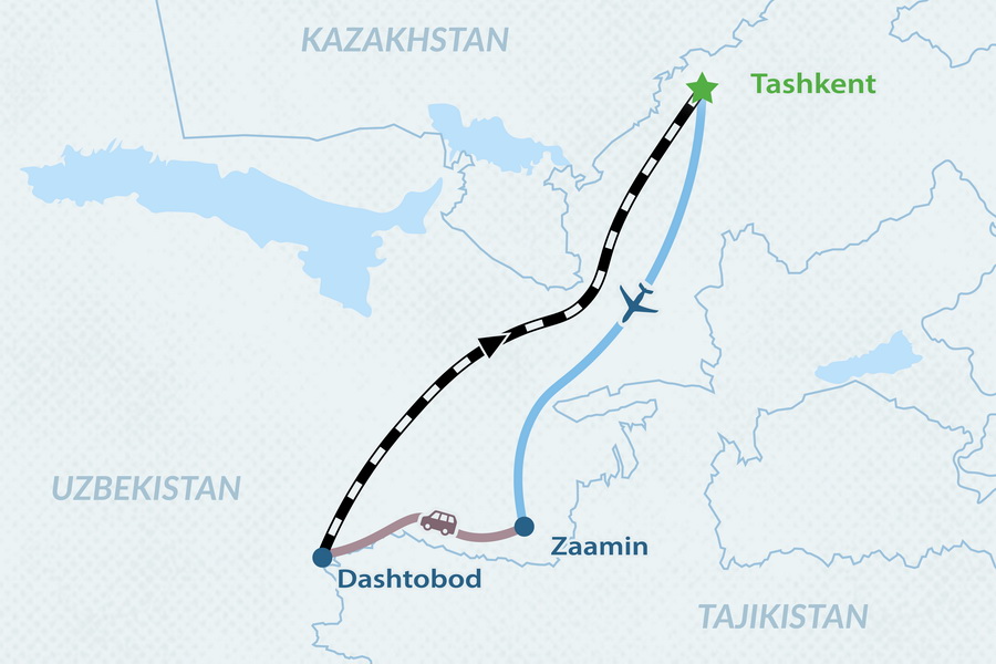 2-дневный тур «Скрытые сокровища Заамина» (из Ташкента) Карта