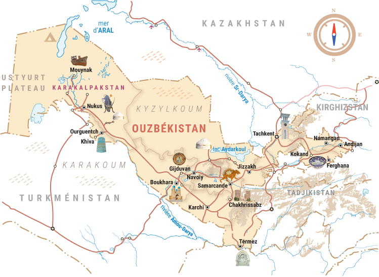 Carte de Voyage de l'Ouzbékistan